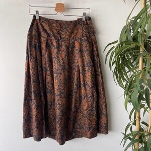 Vintage Talbolts Skirt Womens 10 Brown Black Boho Western Floral Paisley Midi